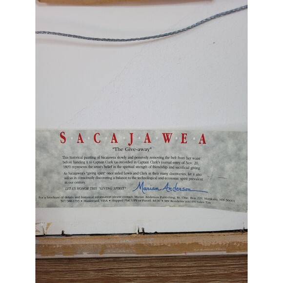 (Framed) Marian Anderson  - Sacajawea - print. HAND WRITTEN NOTE BY MARIAN - Picture 5 of 8